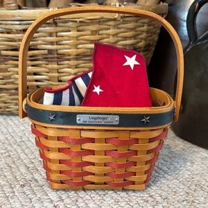2001 Inaugural Longaberger Red and Blue Basket w/ fabric & protector